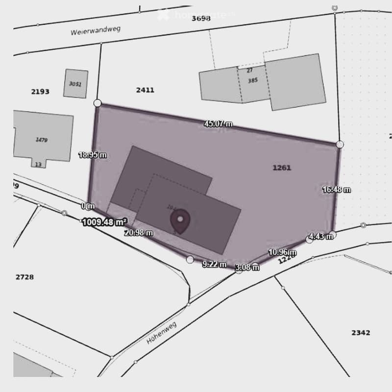 Floor Plan. Plot plan showing property boundaries, measurements, and surrounding land plots with labeled dimensions and area.