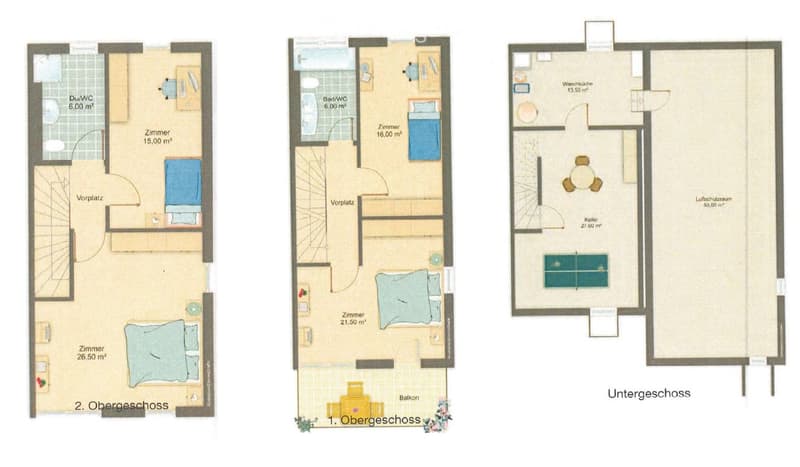 Living room, Kitchen, 3 bedrooms, 2 bathrooms, balcony, ventilation room