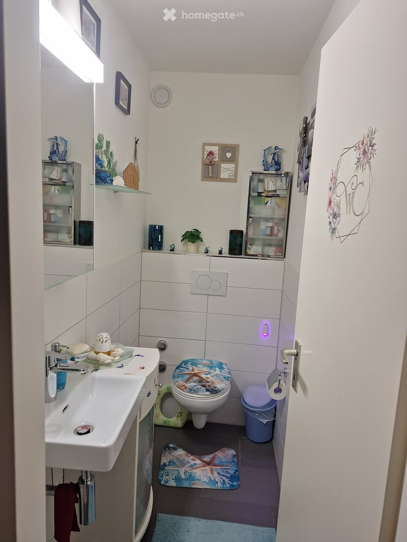 {"type": "Bathroom", "objects": ["sink", "faucet", "toilet", "toilet seat cover", "trash bin", "mirror", "cabinet", "framed picture", "plant", "shelf", "faucet", "faucet handle", "faucet spout", "faucet handle", "faucet spout", "faucet handle", "faucet sp
