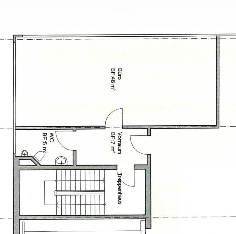 Floor plan showing a layout with a living room, office, bathroom, and pantry.