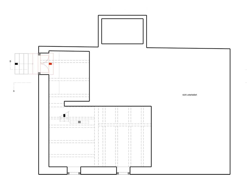 Floor plan of a two-story house with a living room, kitchen, two bedrooms, and two bathrooms. The ground floor includes a living room, kitchen, and a bedroom, while the upper floor features another bedroom and a bathroom.