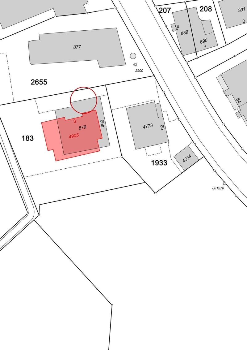 Floor plan showing multiple lots with numbered designations, including lot 4905 highlighted in red.
