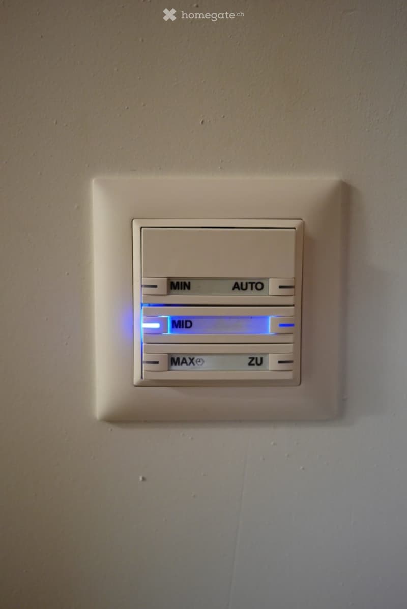 Electric control panel with settings for MIN, AUTO, MID, MAX, and ZU