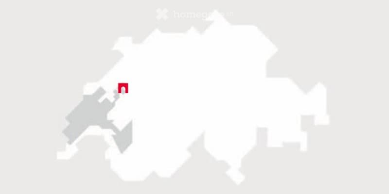 A map of Switzerland with a highlighted area in the north, indicating a specific location.