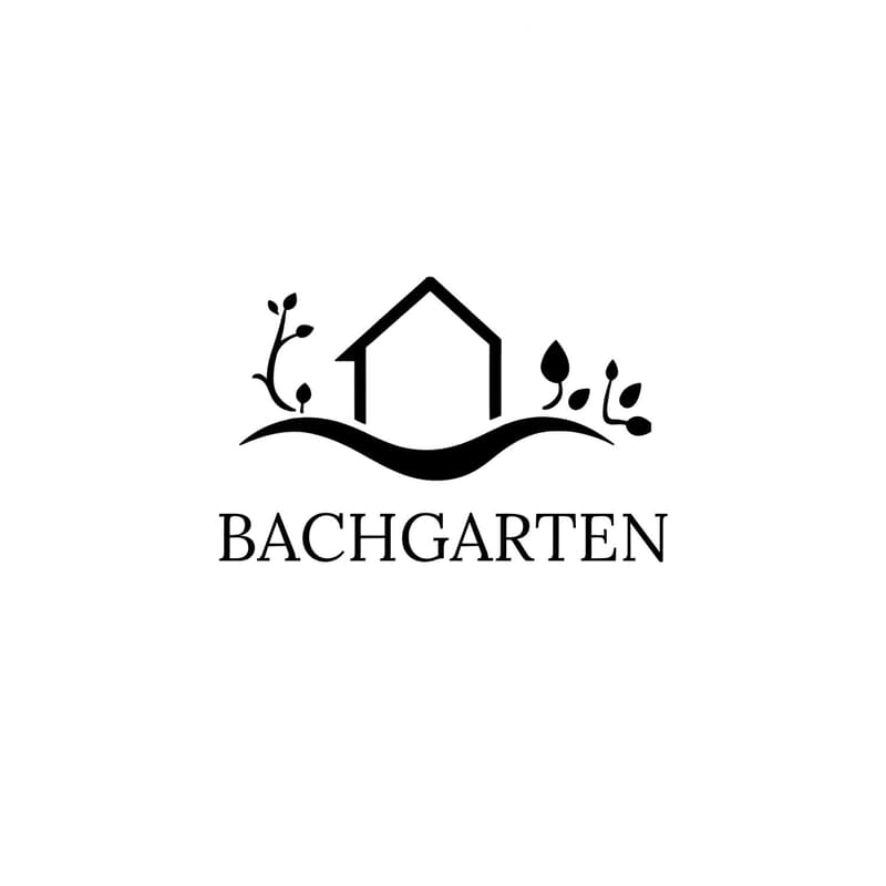 Logo featuring a stylized house with leaves and the text "BACHGARTEN" below.