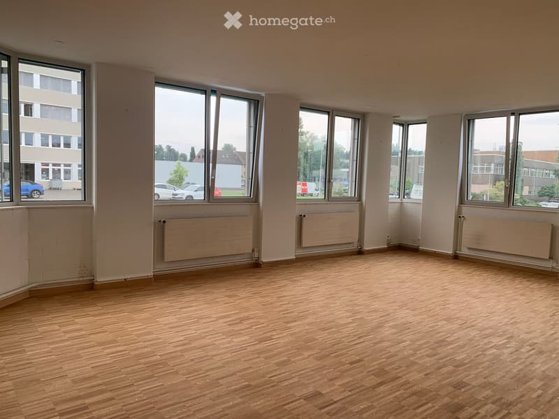 empty room, wooden floor, large windows, white walls, radiators