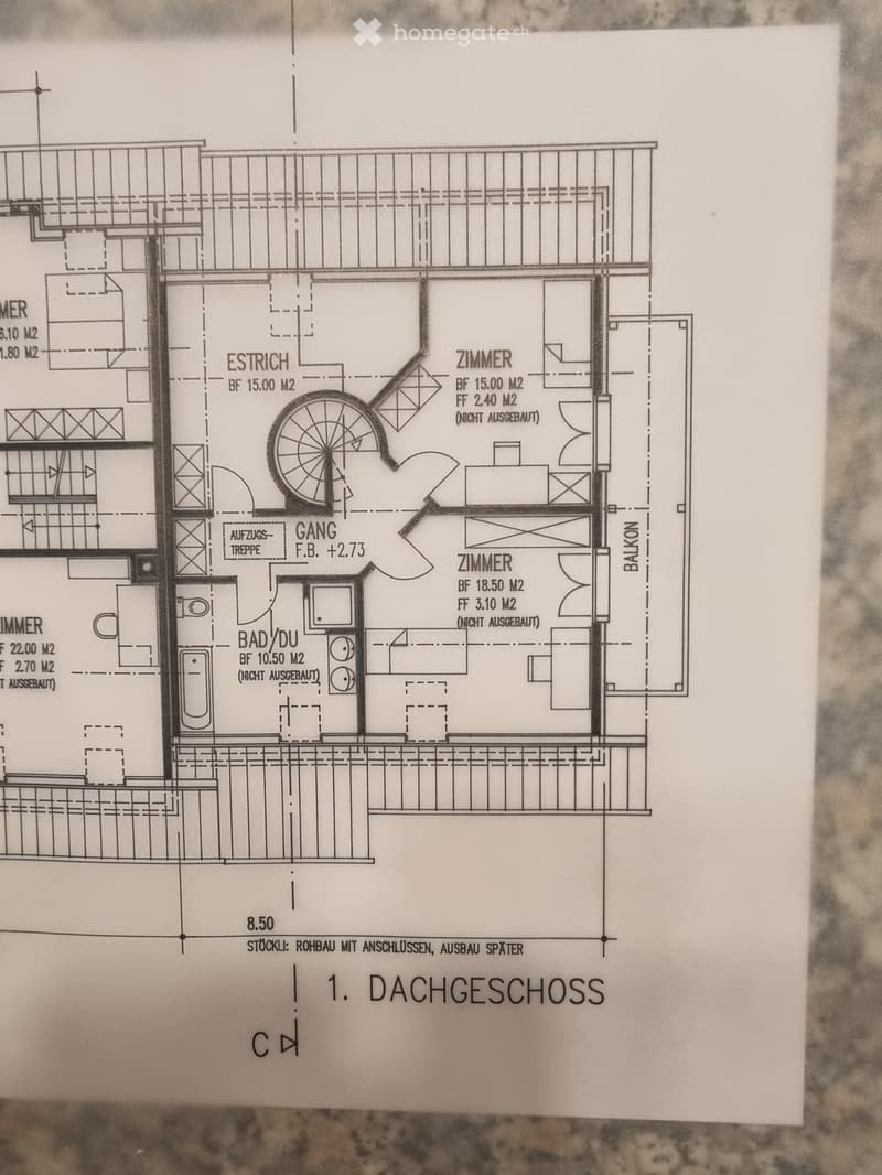 Floor plan of a house with 1st floor, multiple rooms, staircase, and balcony