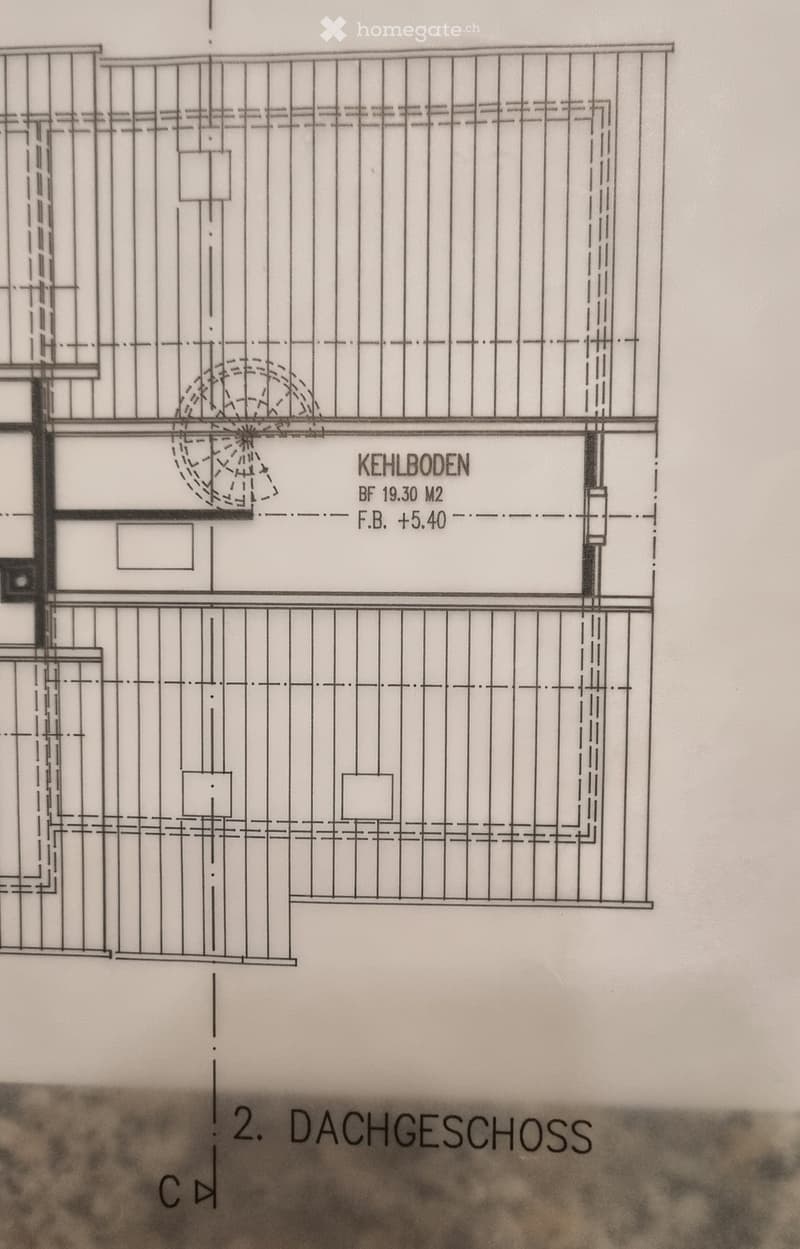 2nd floor plan, labeled Kehlboden, dimensions 19.30m2, floor height +5.40m