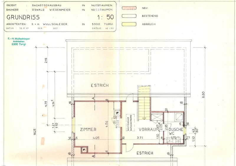 Floor plan of a residential space showing a room, hallway, bathroom, and staircase.