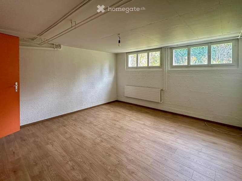 empty room, wooden floor, white walls, white ceiling, windows, radiator