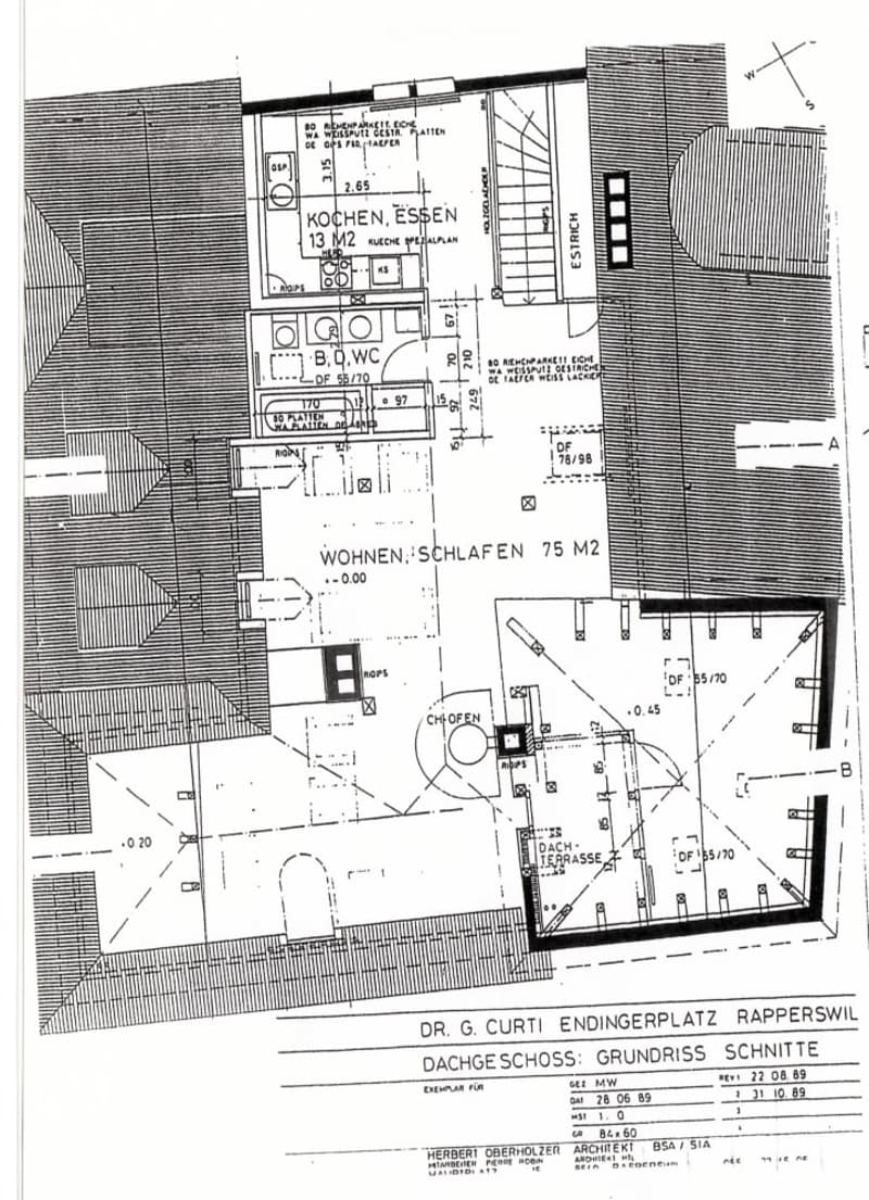 Floor plan showing a two-story house layout with labeled rooms including kitchen, living area, bedroom, bathroom, and terrace.