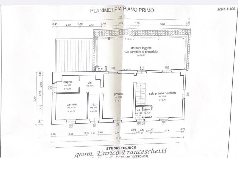 First-floor floor plan showing a restaurant layout with dining area, kitchen, bathrooms, and service areas.