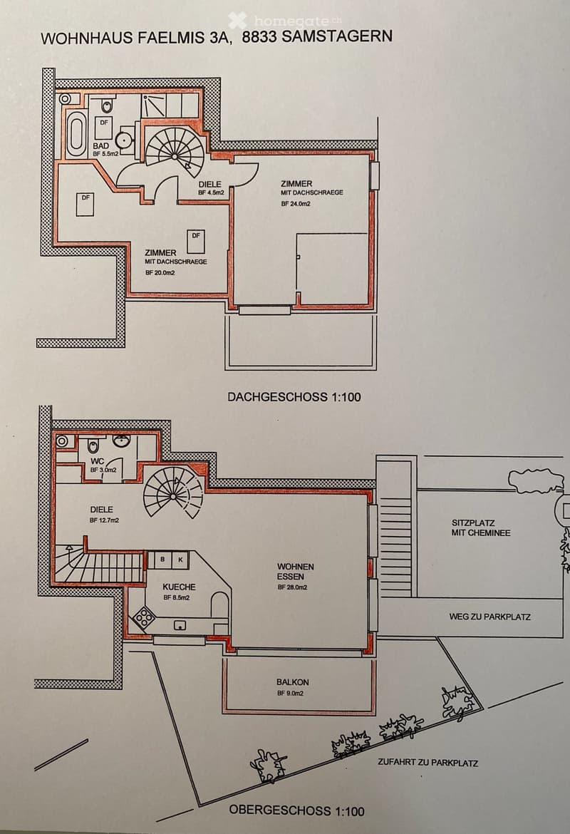 Floor plan of a residential house in Samstagen, showing multiple rooms including a bathroom, living/dining area, kitchen, bedrooms, and a balcony.