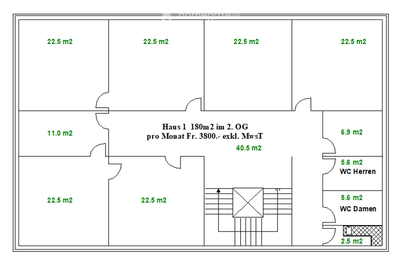 Floor plan of a house with multiple rooms, including bedrooms, bathrooms, and a WC for men and women.