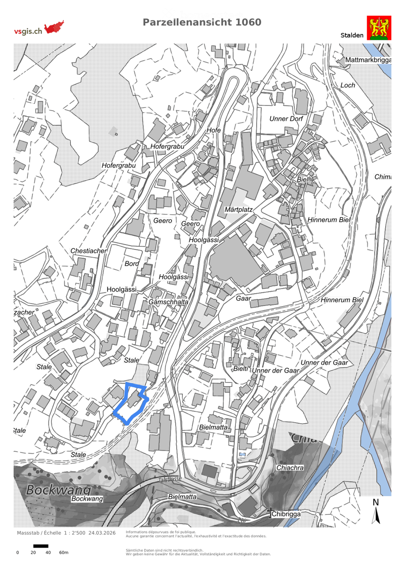 Map of the area with highlighted parcel 1060