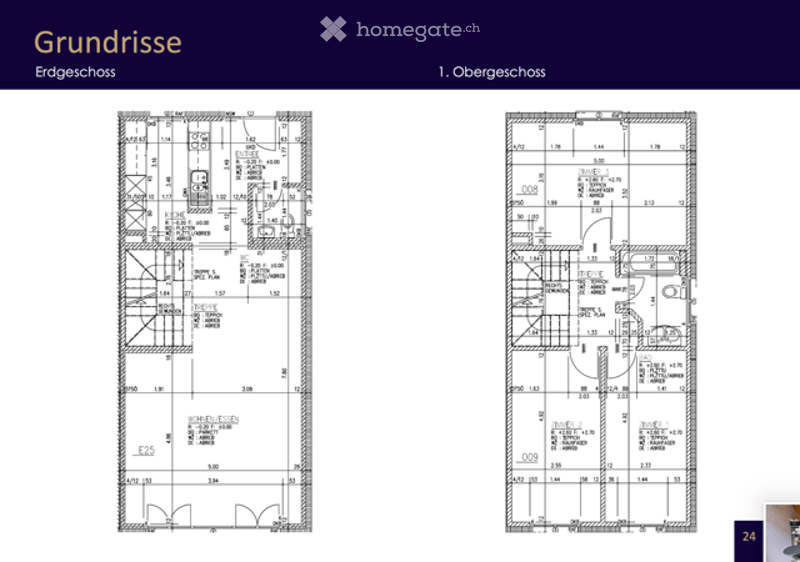 Floor plan of a two-story house showing the ground floor and first floor layouts, including living room, kitchen, bedrooms, bathrooms, and other rooms.