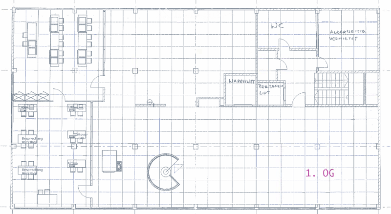 First floor floor plan showing multiple rooms including a WC, storage area, and several designated spaces.