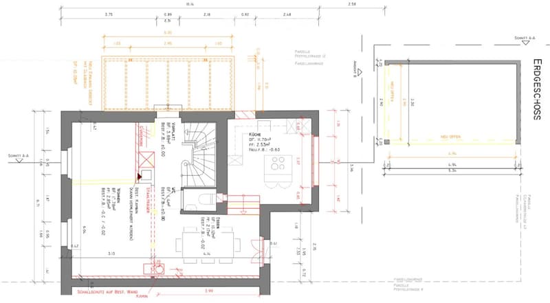 Floor plan of a residential unit showing a kitchen, living room, bedroom, bathroom, and hallway with dimensions and room labels.