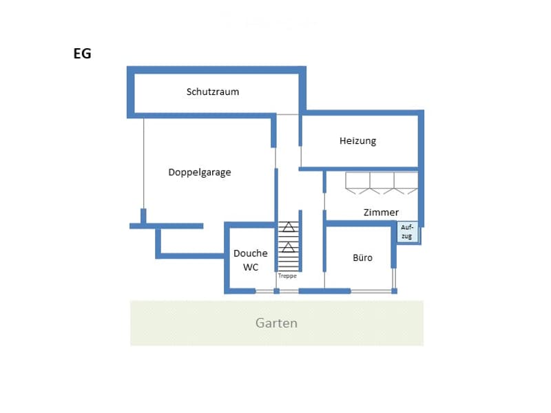 protection room, living room, heating, double garage, bathroom, office, bedroom, stairs, entrance