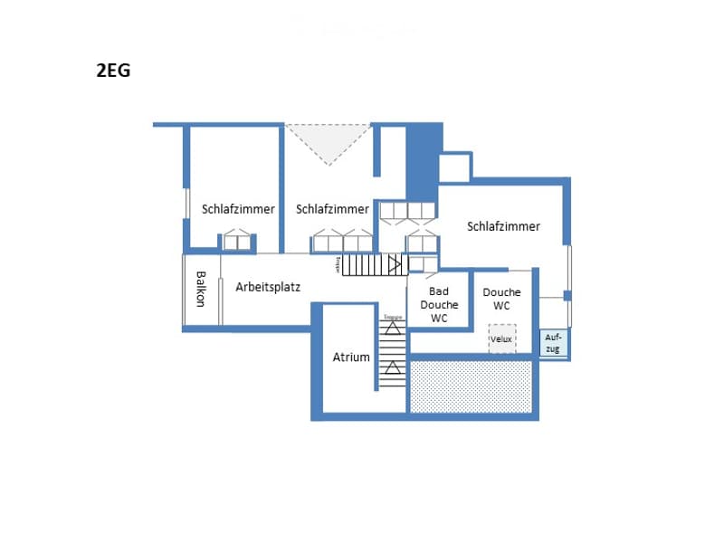 3 bedrooms, 2 bathrooms, bathroom with shower, bathtub, kitchen, living room, balcony, work area, attic