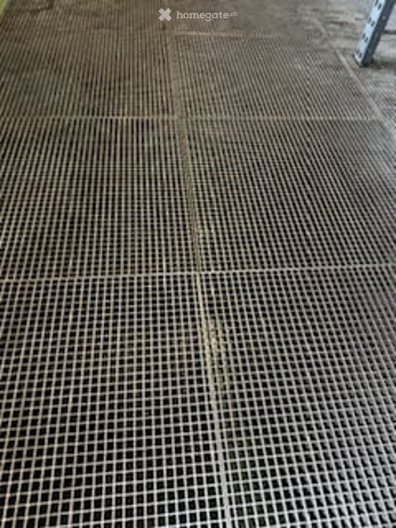 Unfurnished Room. Empty room with a metal grid floor and visible construction materials, including a ladder in the corner.