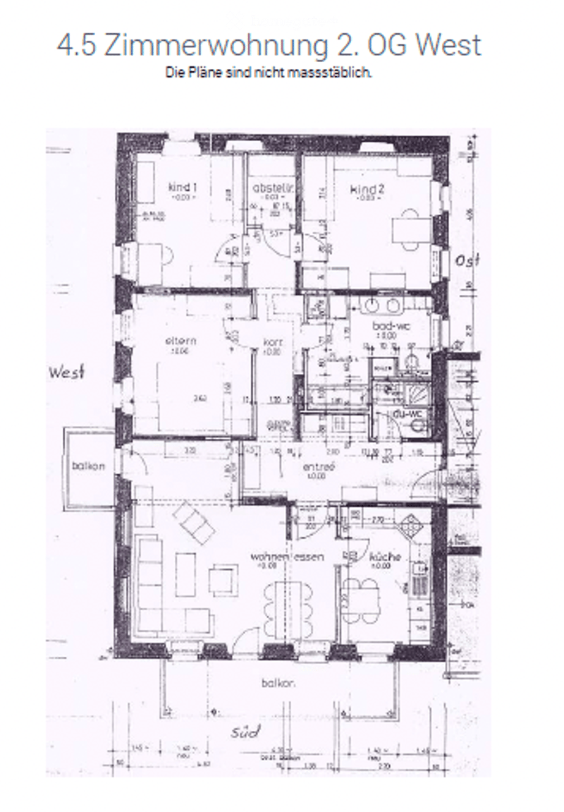 Floor plan of a 4.5-room apartment on the 2nd floor west, showing layout of rooms including living room, kitchen, bedrooms, bathrooms, and entrance.