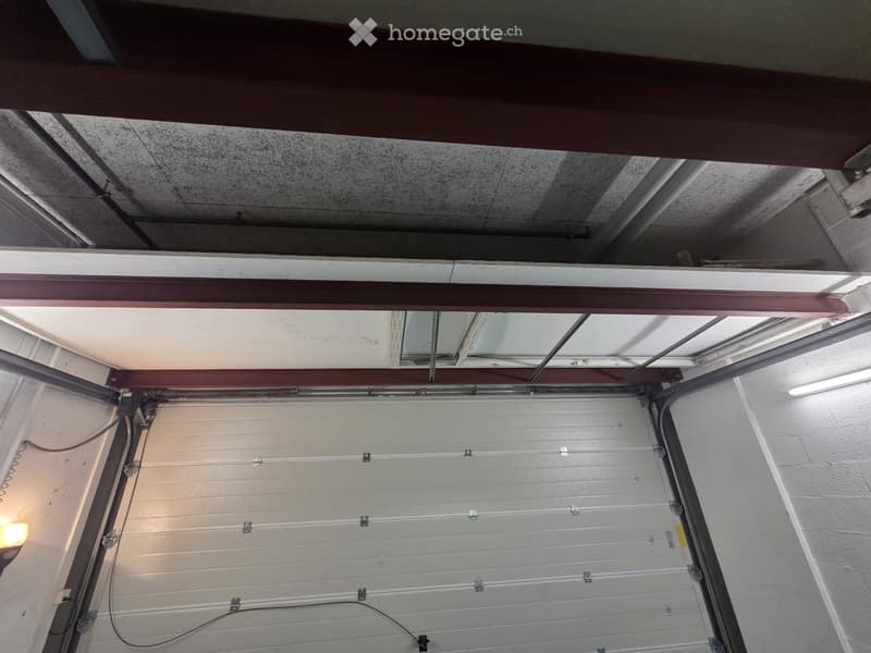 {"type": "Garage", "objects": [], "description": "Garage with a closed garage door, fluorescent lighting, and exposed ceiling beams and ductwork.", "localized_descriptions": {"EN": "Garage with a closed garage door, fluorescent lighting, and exposed ceili