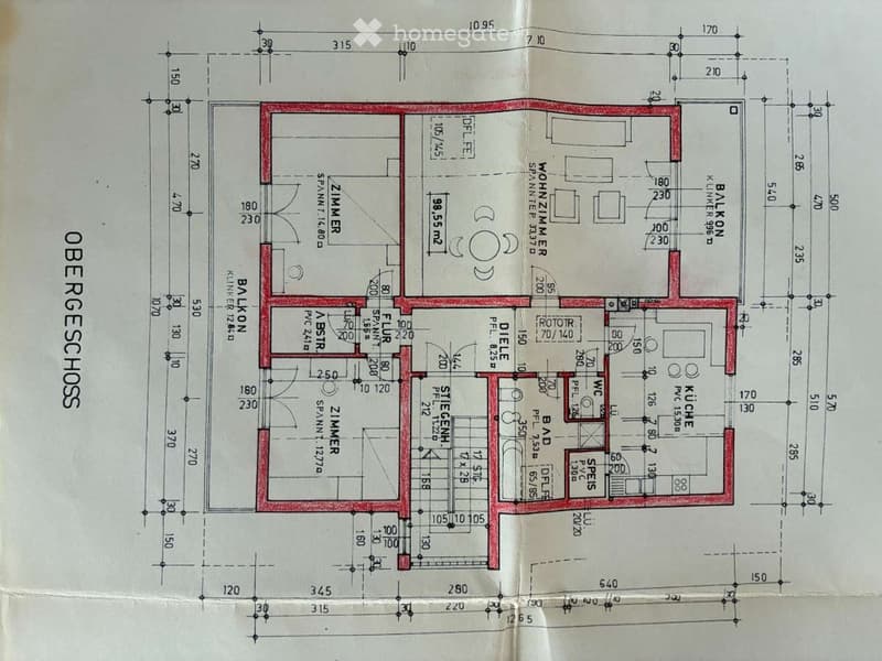 Floor plan of a residential space with multiple rooms including a living room, kitchen, bedrooms, and a balcony.