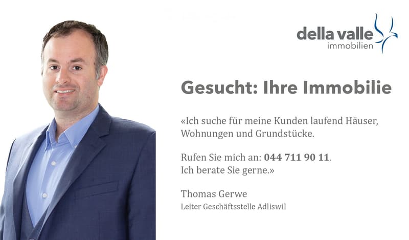 Portrait of a man in a suit with text overlay promoting real estate services.