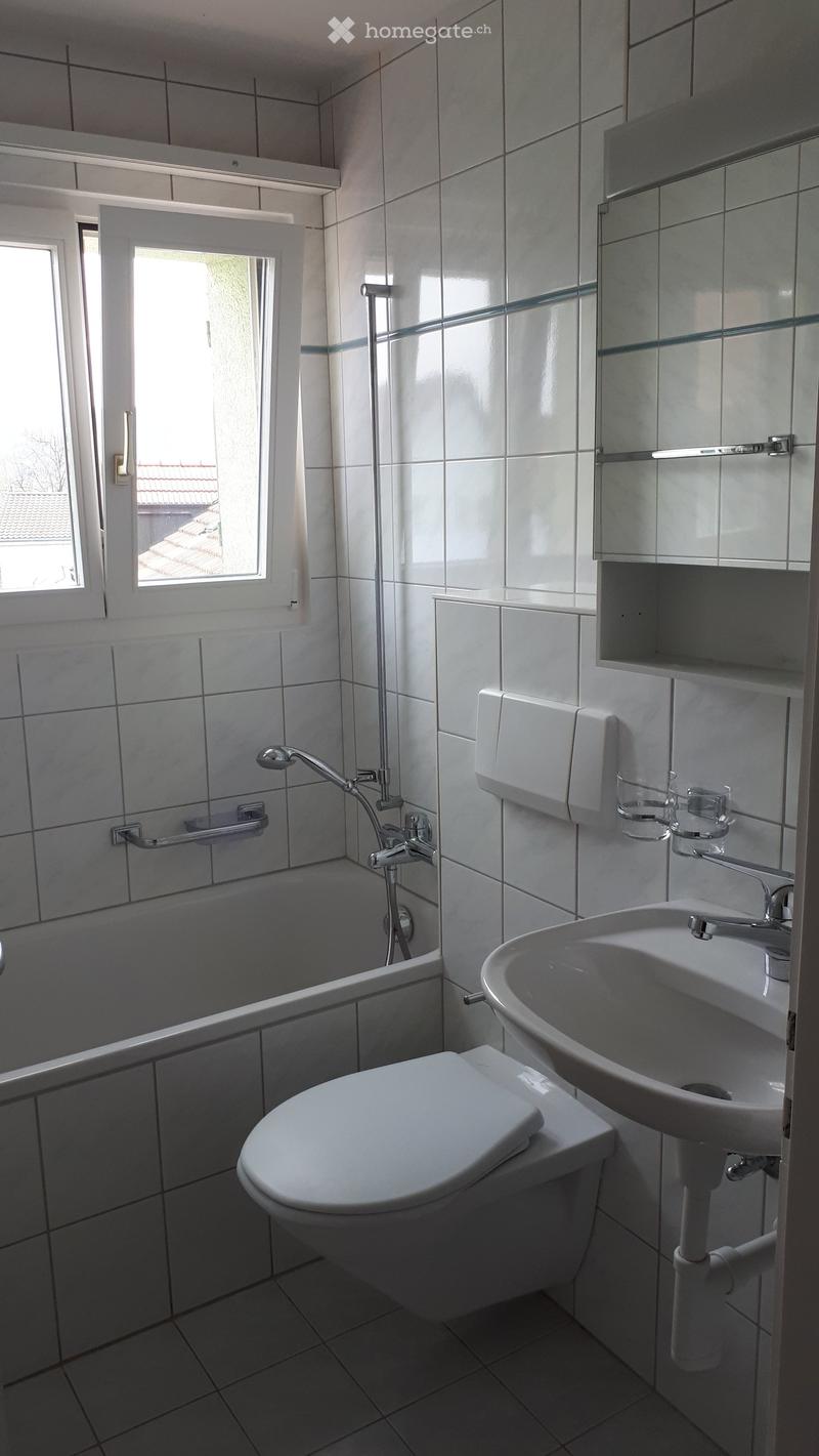 Bathroom with bathtub, toilet, sink, and shower