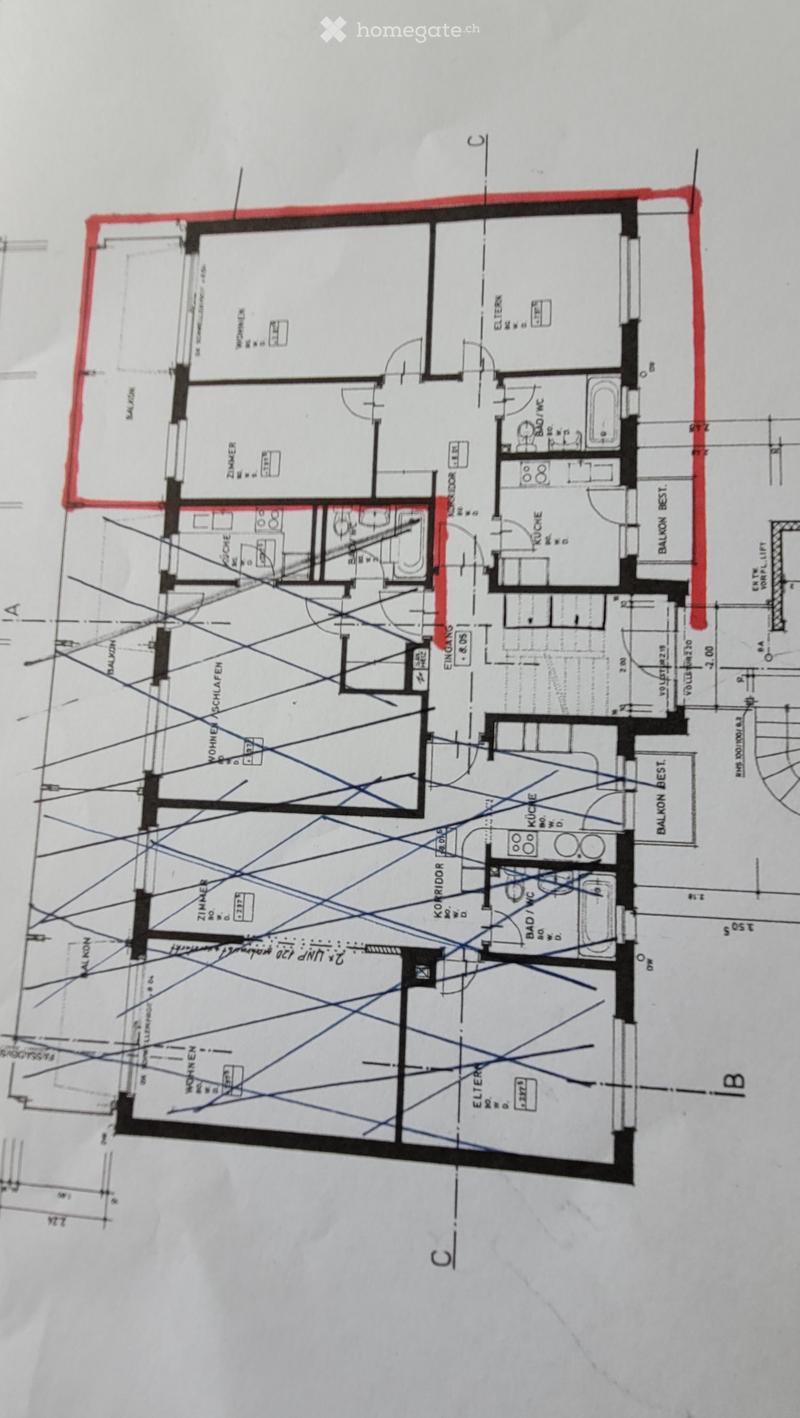 Floor Plan. Floor plan showing a multi-room layout including living room, kitchen, bedrooms, bathrooms, and balconies.