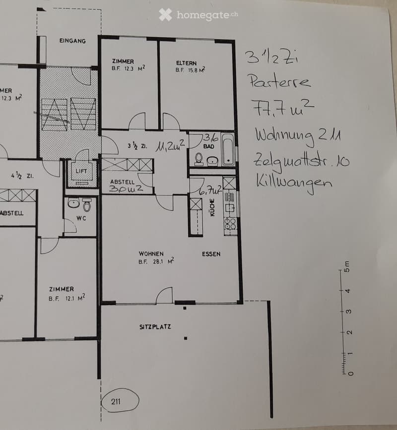 Floor plan of a 2-room apartment with living, dining, bedroom, bathroom, and storage areas. Includes entrance, lift, and WC.