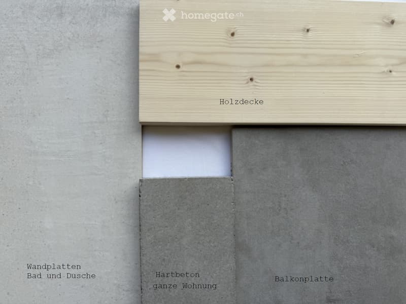Wooden deck, concrete wall, concrete floor, insulation material