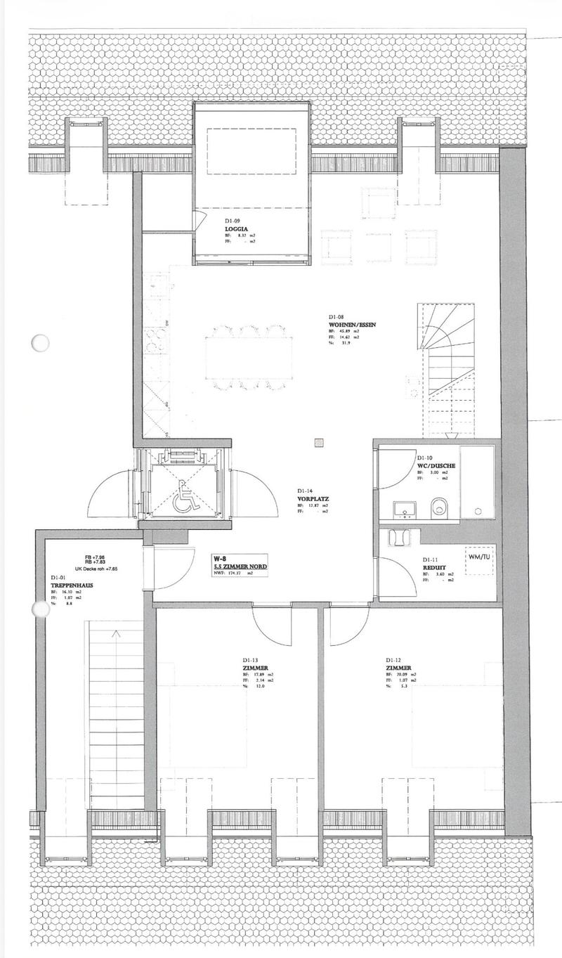 Floor plan of a residential unit featuring a living area, kitchen, bedrooms, bathrooms, and a loggia.