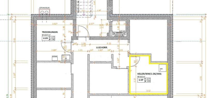 Two bedrooms, living room, kitchen, bathroom, utility room, storeroom, cellar, terrace, corridor