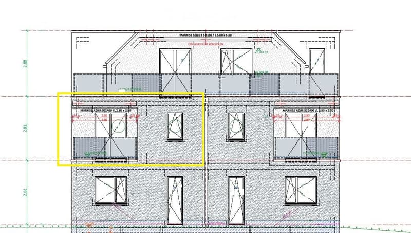 Raised ground floor, terrace on the first floor, multiple windows, central hallway
