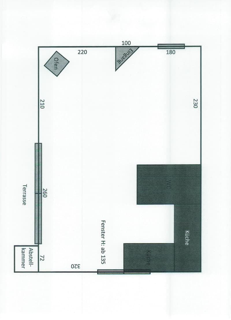 Open living area, two separate kitchens, one of which has a separate toilet, terrace, two rooms