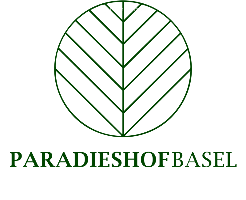 Logo featuring a stylized leaf design above the text "PARADIESHOFBASSEL".