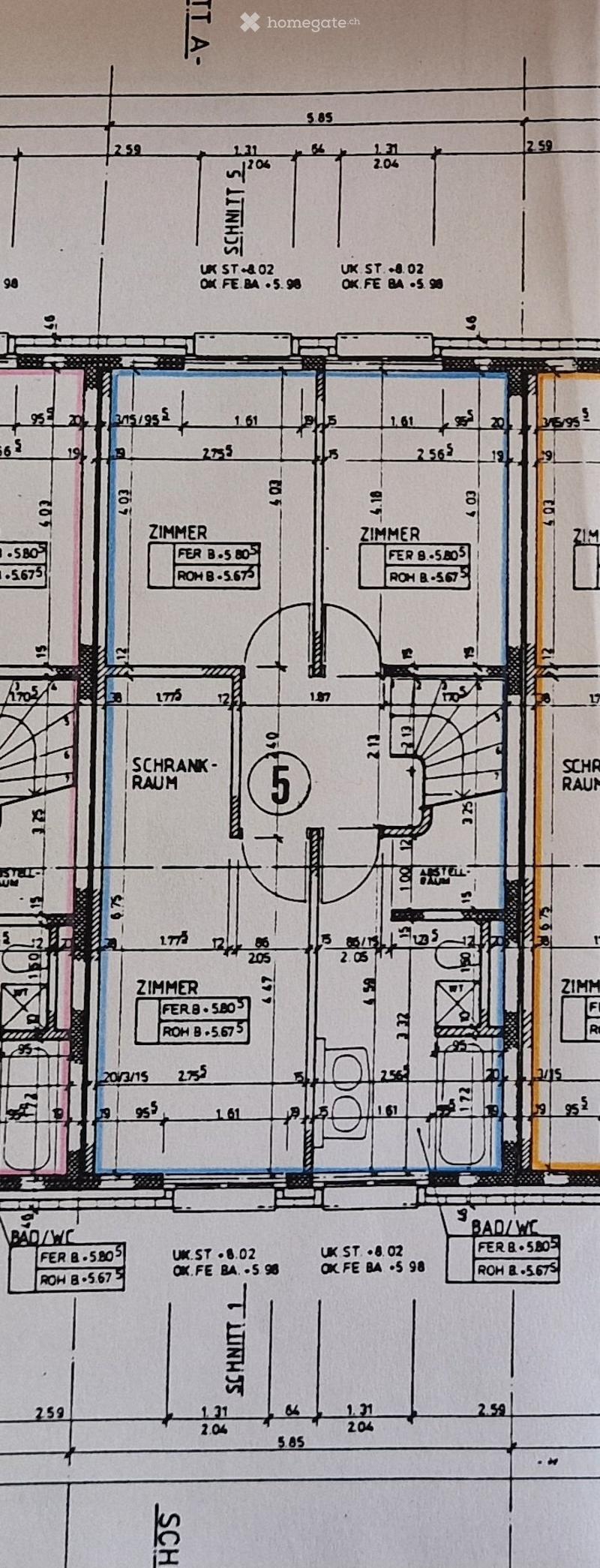 Floor plan showing multiple rooms including bedrooms, a closet, and bathrooms. Dimensions and measurements are labeled throughout.
