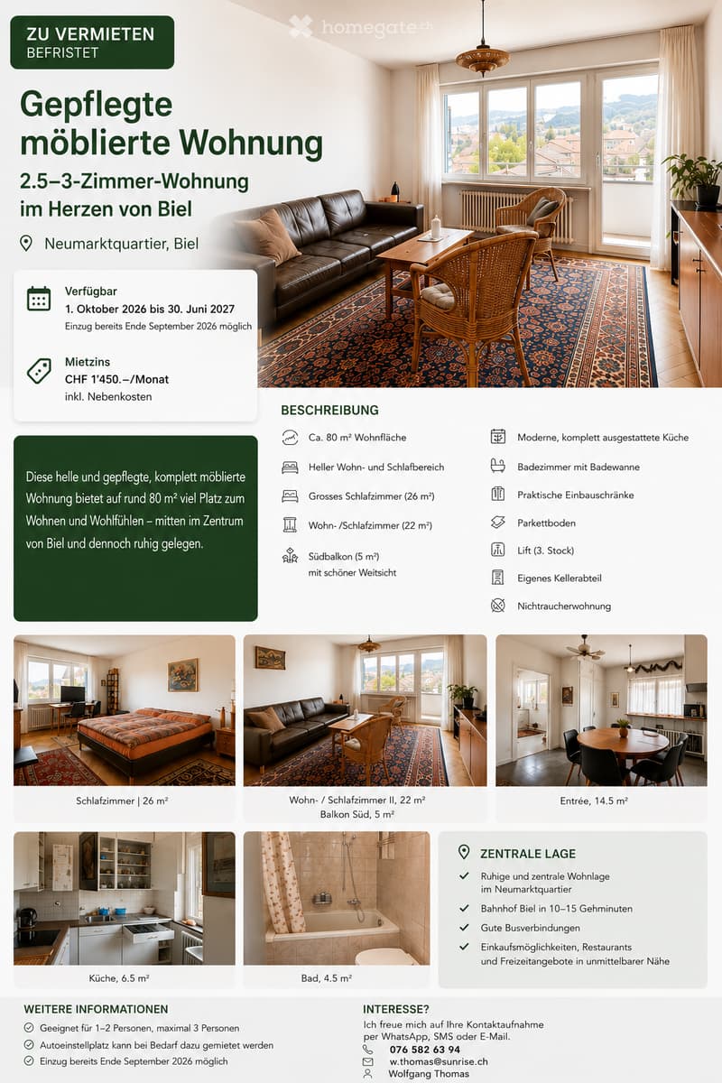 Furnished living and bedroom area with a sofa, coffee table, wicker chairs, bed, kitchen cabinets, sink, and bathtub.
