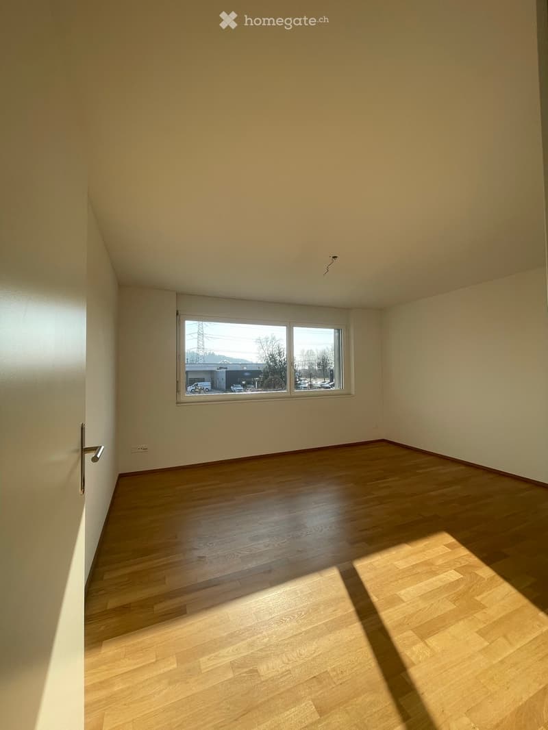 empty room, white walls, wooden floor, single window