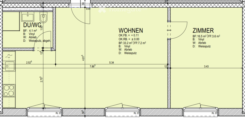 Living room, kitchen, 2 bedrooms, bathroom, balcony