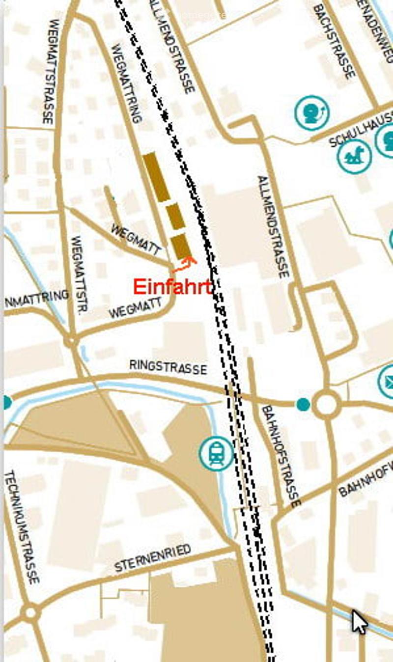Map showing a building entrance labeled 'Eingang' with surrounding streets and landmarks.