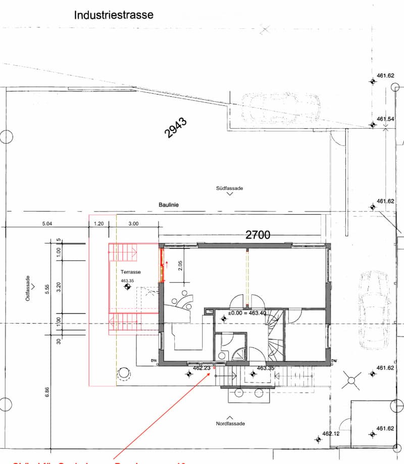Floor plan showing a layout with a terrace, kitchen, living area, and bathroom.