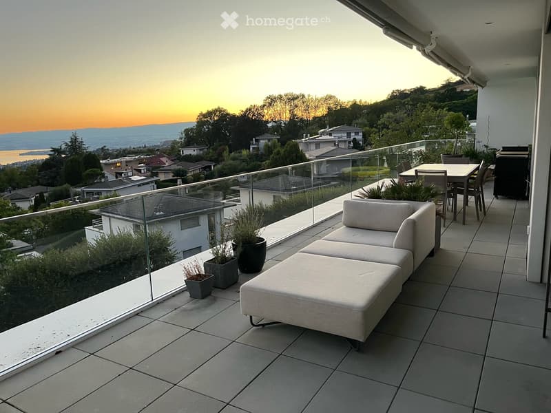 Appartement neuf d'exception avec vue panoramique sur le Léman - Grande terrasse (7)
