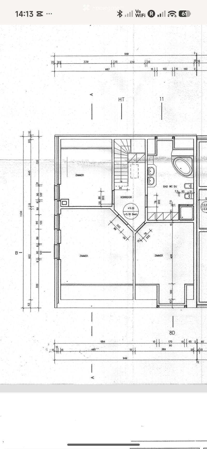 Floor plan showing a layout with three bedrooms, a bathroom, and a corridor. Dimensions and labels are provided for each room and hallway.