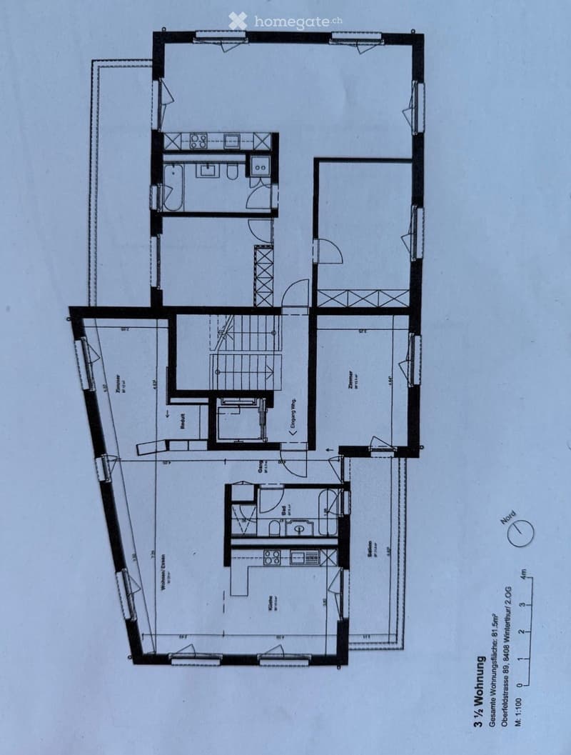 Floor plan of a 3.5-room apartment with living room, kitchen, bedroom, bathroom, hallway, and entrance area.