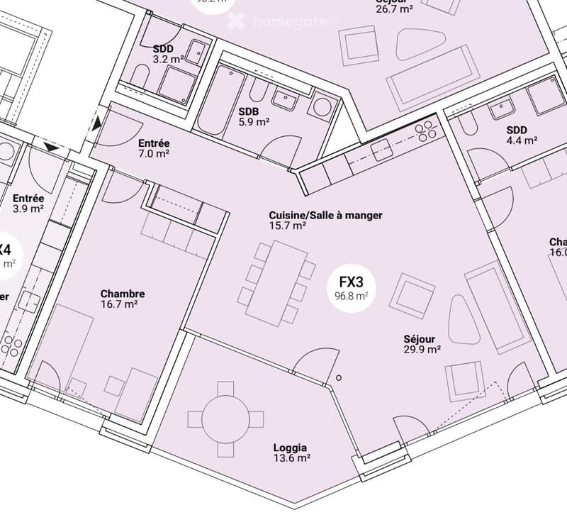 Entrance, Living room, Bedroom, Bathroom, Kitchen/Dining Room, Bedroom, Balcony
