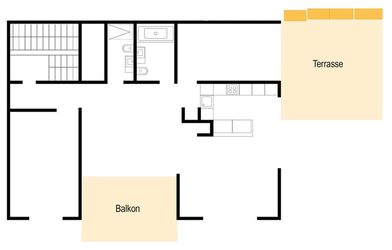 Layout includes a living area, kitchen, bedroom, bathroom, balcony, and terrace.
