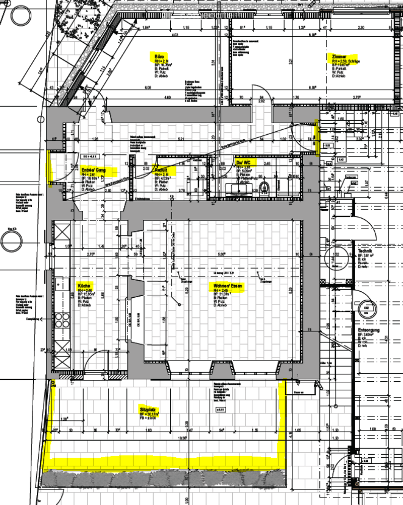 Floor plan of a multi-story building with labeled rooms including living room, kitchen, bedrooms, bathrooms, and a balcony.